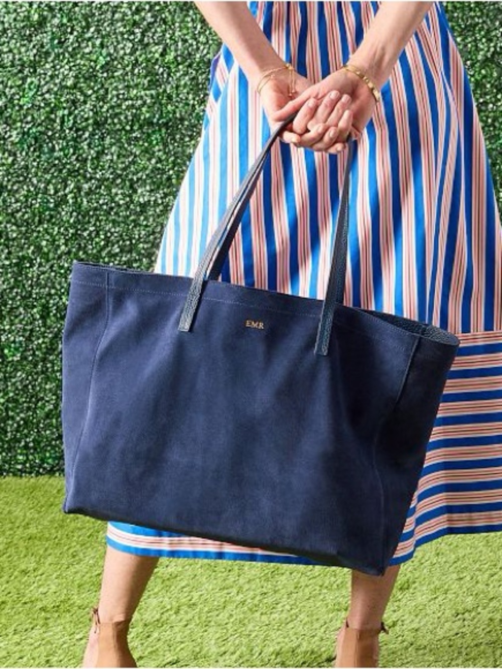 NWT Mark and Graham SOHO Suede Large Tote Italian Leather - Picture 7 of 7